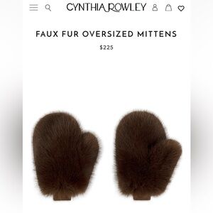 NEW Cynthia Rowley FAUX FUR OVERSIZED MITTENS